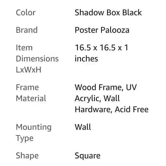 Poster Palooza 15" x 15" Black Shadow Box NEW - Picture 3 of 13